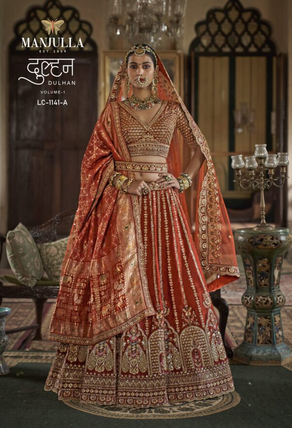 Regal Rust-Red Heritage Banarasi & Embroidered Silk Bridal Lehenga Choli