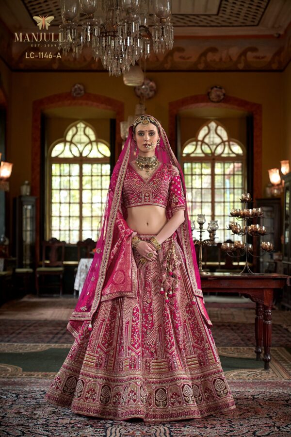 Premium Rani Pink Bridal Lehenga Choli with Intricate Zari & Sequin Handwork